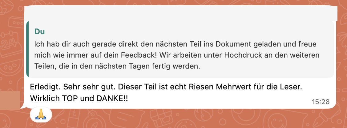 Live-Feedback während eines Buchprojekts