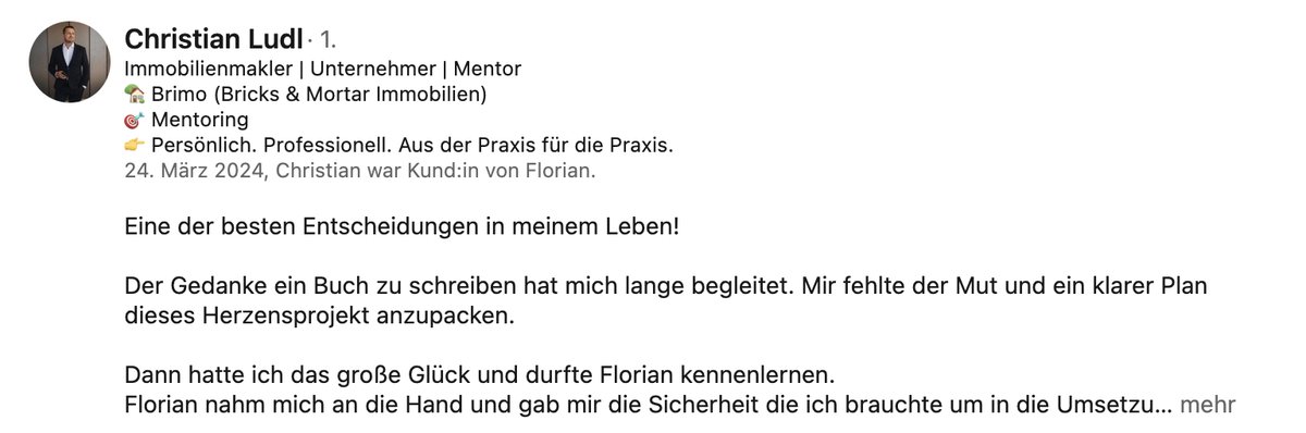 LinkedIn-Empfehlung von Christian Ludl
