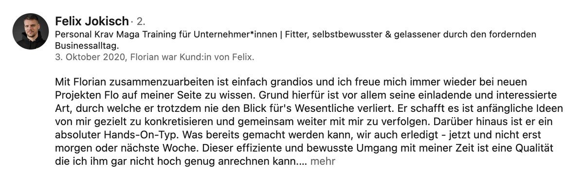 LinkedIn-Empfehlung von Felix Jokisch