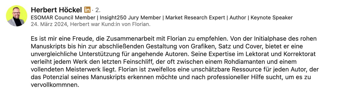 LinkedIn-Empfehlung von Herbert Höckel