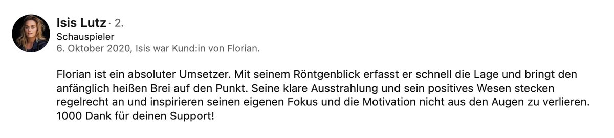 LinkedIn-Empfehlung von Isis Lutz