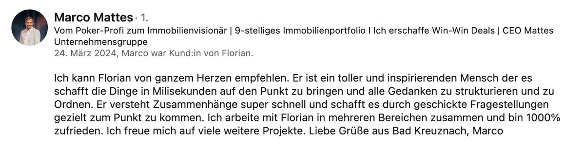 LinkedIn-Empfehlung von Marco Mattes